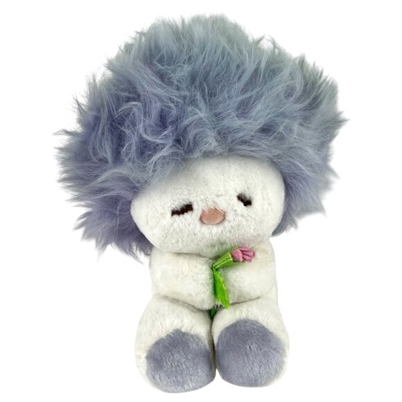 Vintage White Dakin Plush Frou Frou 1982 Purple Blue Hair Nature Babies Flower - Picture 1 of 8